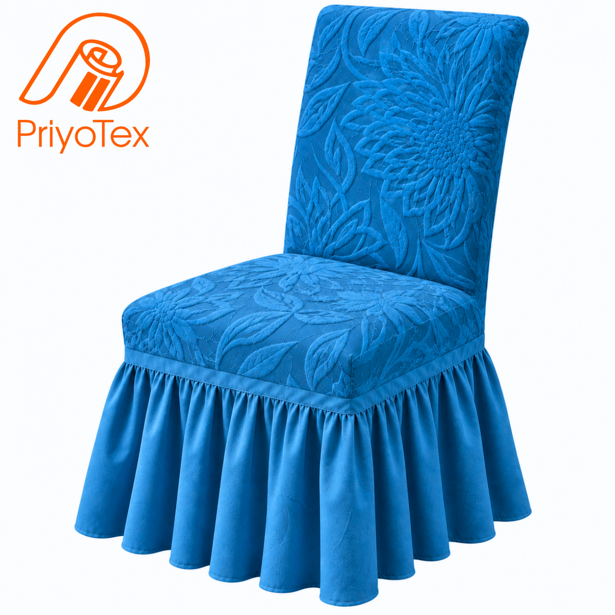 Sky Blue Color Floral Fujian Chair Cover