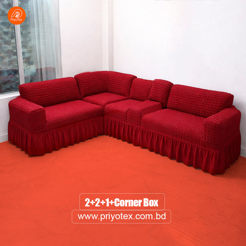 Sofa Cover 2+2+1+Corner+Box