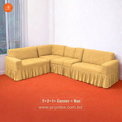Premium Yellow Color Turkey Sofa Cover Set 2+2+1