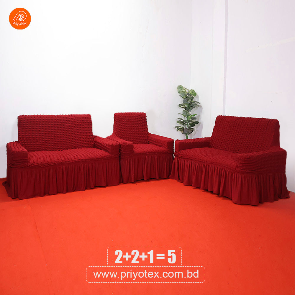 Maroon Color Sofa Cover 2+2+1 Seater