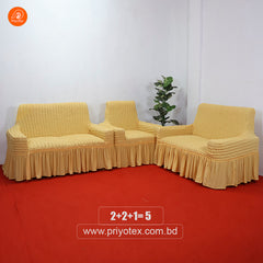 Premium Yellow Color Turkey Sofa Cover Set 2+2+1