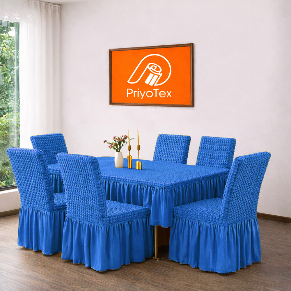 PriyoTex Premium Turkey Style Chair Cover – Sky Pest Color (Set of 4)