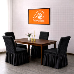 Premium Turkey Style Elastic Chair Cover - Black Color