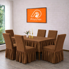 Premium Turkey dining table chair cover 4 seater (Coffee Color)