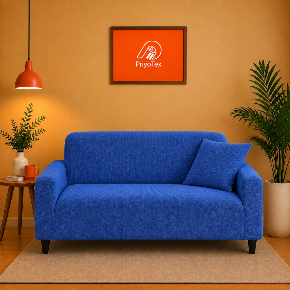 Royal Blue Honeycomb Sofa Cover