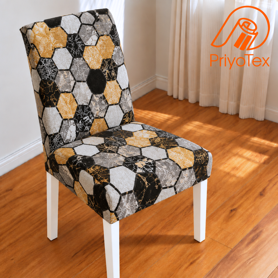 3D Hexagon Color China Print Chair Cover