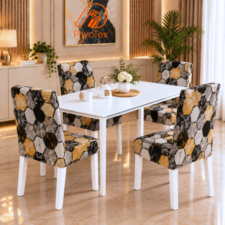 3D Hexagon Color China Print Chair Cover