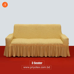 Premium Yellow Color Turkey Sofa Cover Set 2+2+1