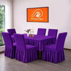 PriyoTex Premium Turkey Style Chair Cover – Set of 4 (Purple)