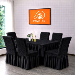 Premium Turkey Style Elastic Chair Cover - Set of 6 (Black)