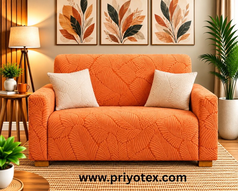 Premium Orange Fujian Sofa Cover Set