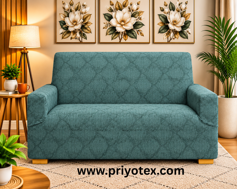 Royal Blue Smoke Jacquard Sofa Cover Jacquard