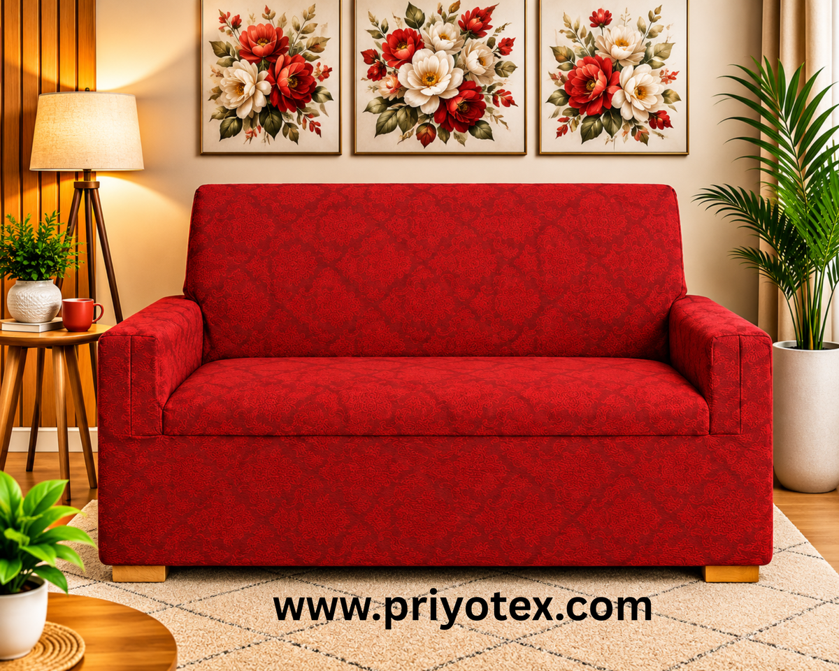 Premium Royal Red Jacquard High-Stretch Jacquard