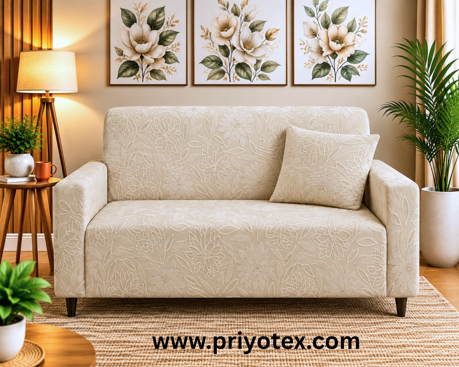 Cream Color Flora Fujian Sofa Cover