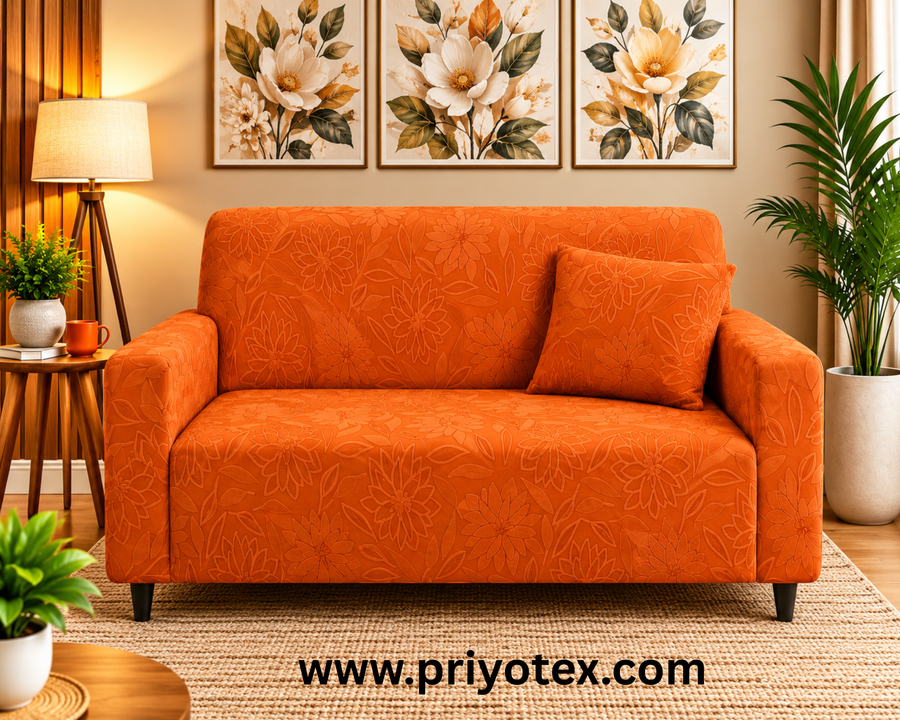 Orange Floral Color Fujian Sofa Cover Fujian
