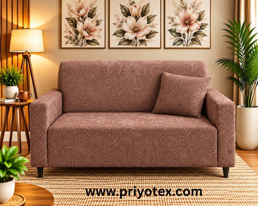 Coffee Color Floral Fujian Sofa Cover