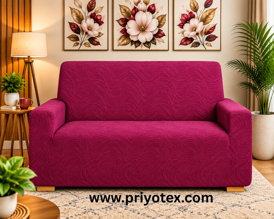 Premium Quality Violet Color Banglalink Jacquard Sofa Cover Set Jacquard