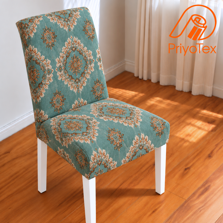 Deep Purple Color China Print Chair Cover