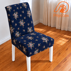 Blue Decent Floral China Print Chair Cover