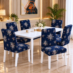 Blue Decent Floral China Print Chair Cover