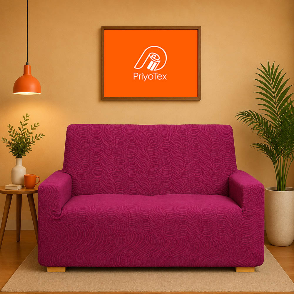 Premium Quality Violet Color Banglalink Jacquard Sofa Cover Set 2+2+1