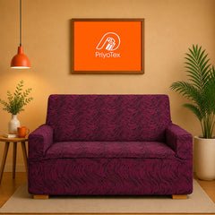 Premium Deep Maroon Banglalink Jacquard Sofa Cover Set 2+2+1