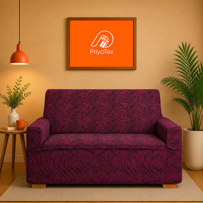 Premium Deep Maroon Banglalink Jacquard Sofa Cover Set