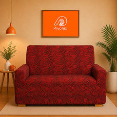 Red Banglalink Fabric Jacquard Sofa Cover