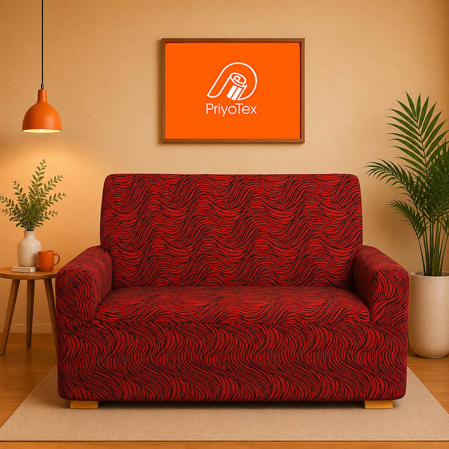 Red Banglalink Fabric Jacquard Sofa Cover Jacquard