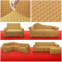 Premium Yellow Color Turkey Sofa Cover Set 2+2+1