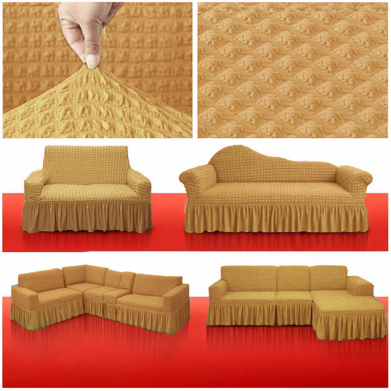 Premium Yellow Color Turkey Sofa Cover Set 2+2+1