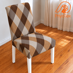 Chocolate Brown Color Argyle China Print Chair Cover