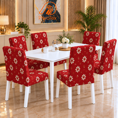 Burgundy Red Print China Elastic Chair Cover
