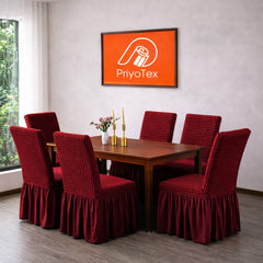 Deep Maroon Dining Table + 6 Pcs Chair Cover Set online