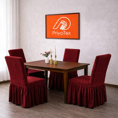 Deep Maroon Dining Table + 6 Pcs Chair Cover Set online