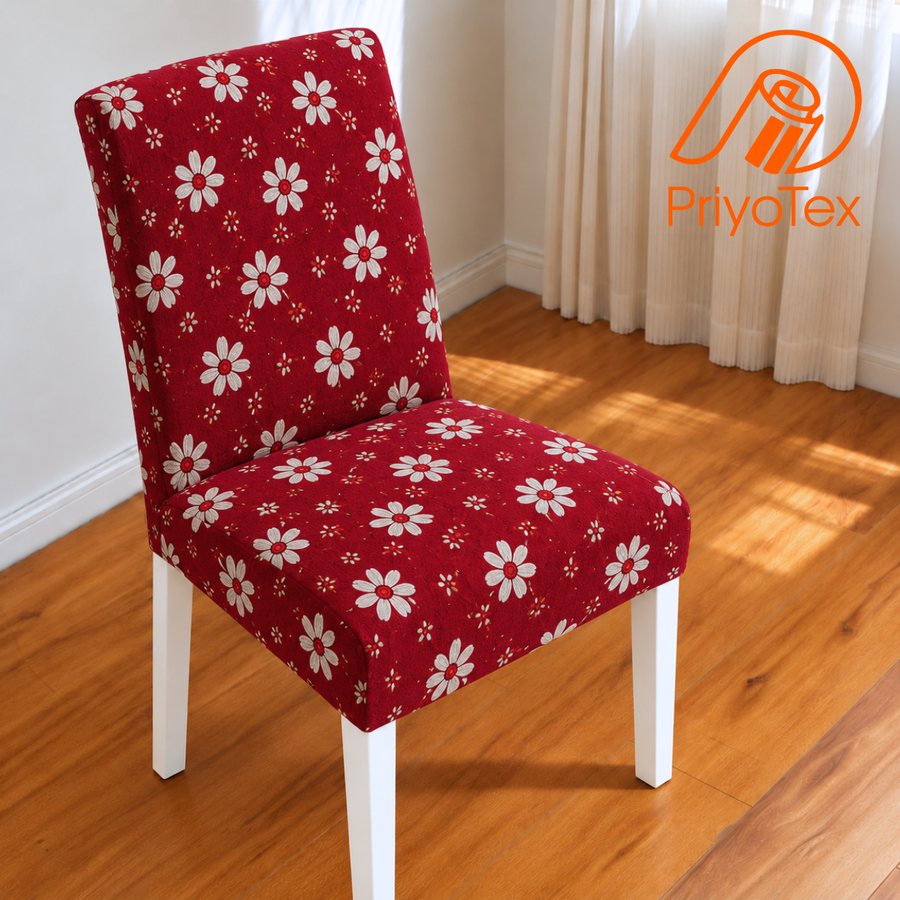 Cherry Red Follower Print China Sofa Cover Price in Bangladesh