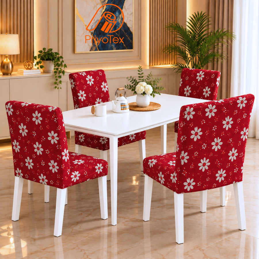 Cherry Red Follower Print China Sofa Cover Price in Bangladesh
