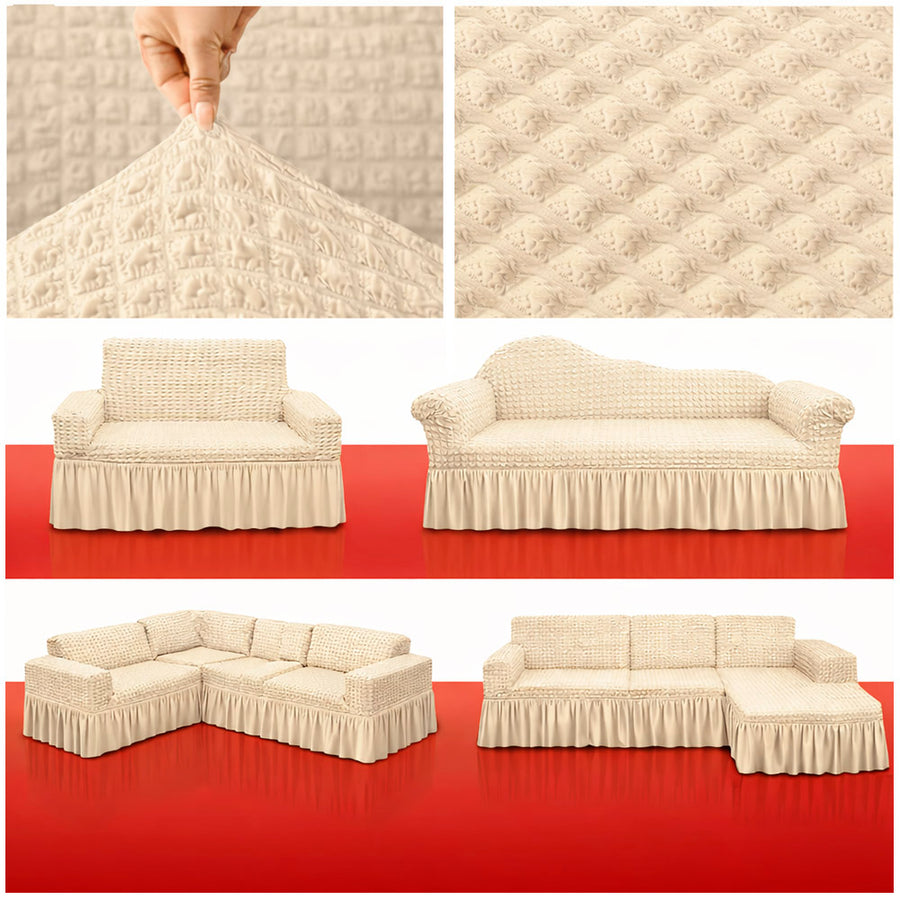 Buy Original Turkish Sofa Cover Cream color Set Online – Cash on Delivery