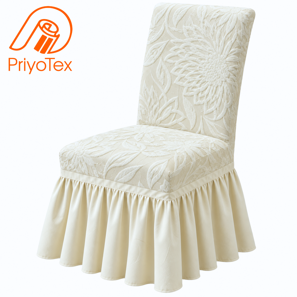 Cream Color Floral Fujian Chair Cover