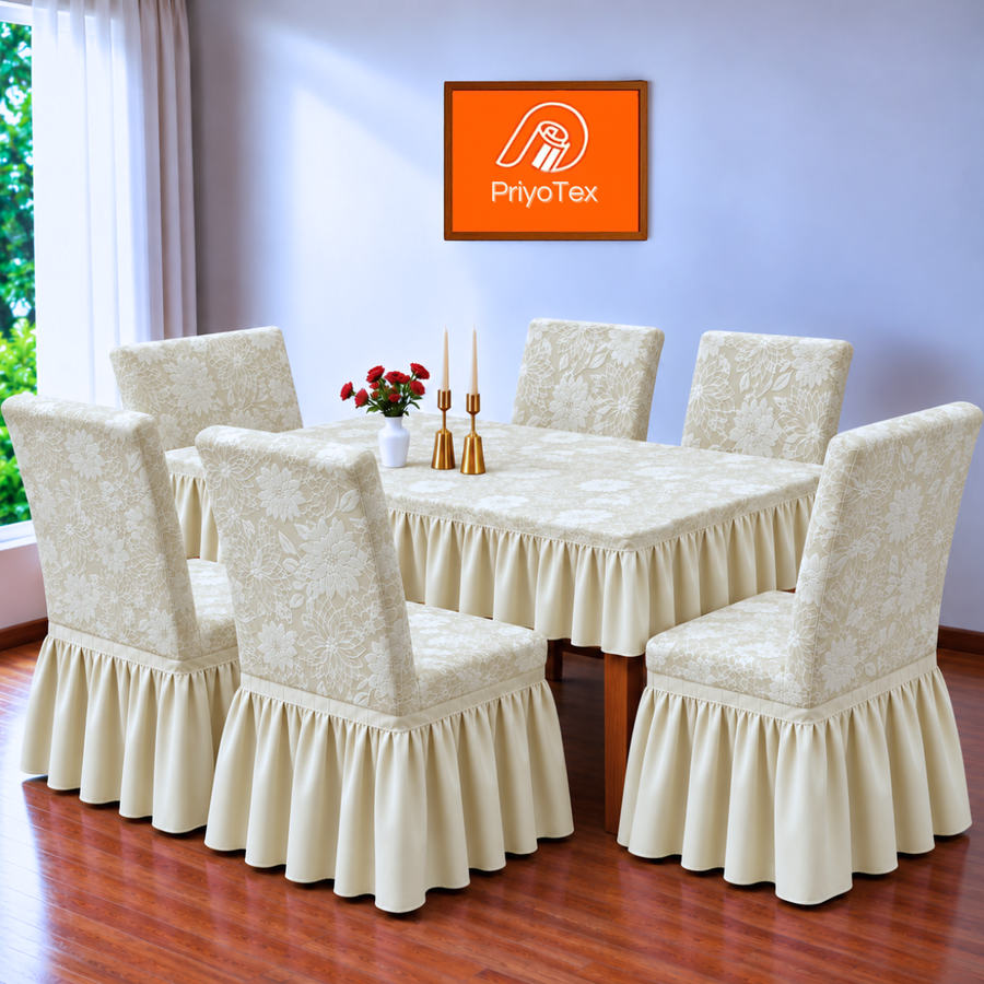 Cream Color Floral Fujian Chair Cover