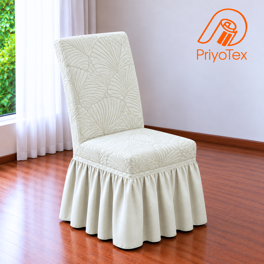 Cream Color Leaf Fujian Chair Cover