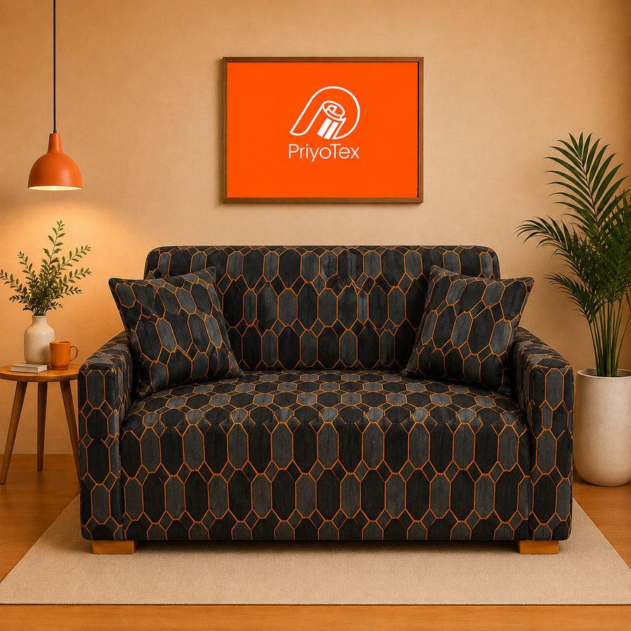 Dark Grey Color China Printed Design Stretch Sofa Cover 2+2+1