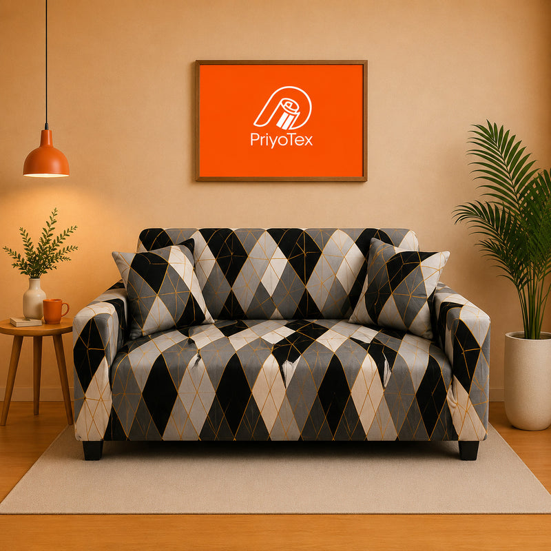 Dark Grey Premium China Printed Sofa Cover