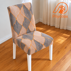 Dark Charcoal Color China Print Chair Cover