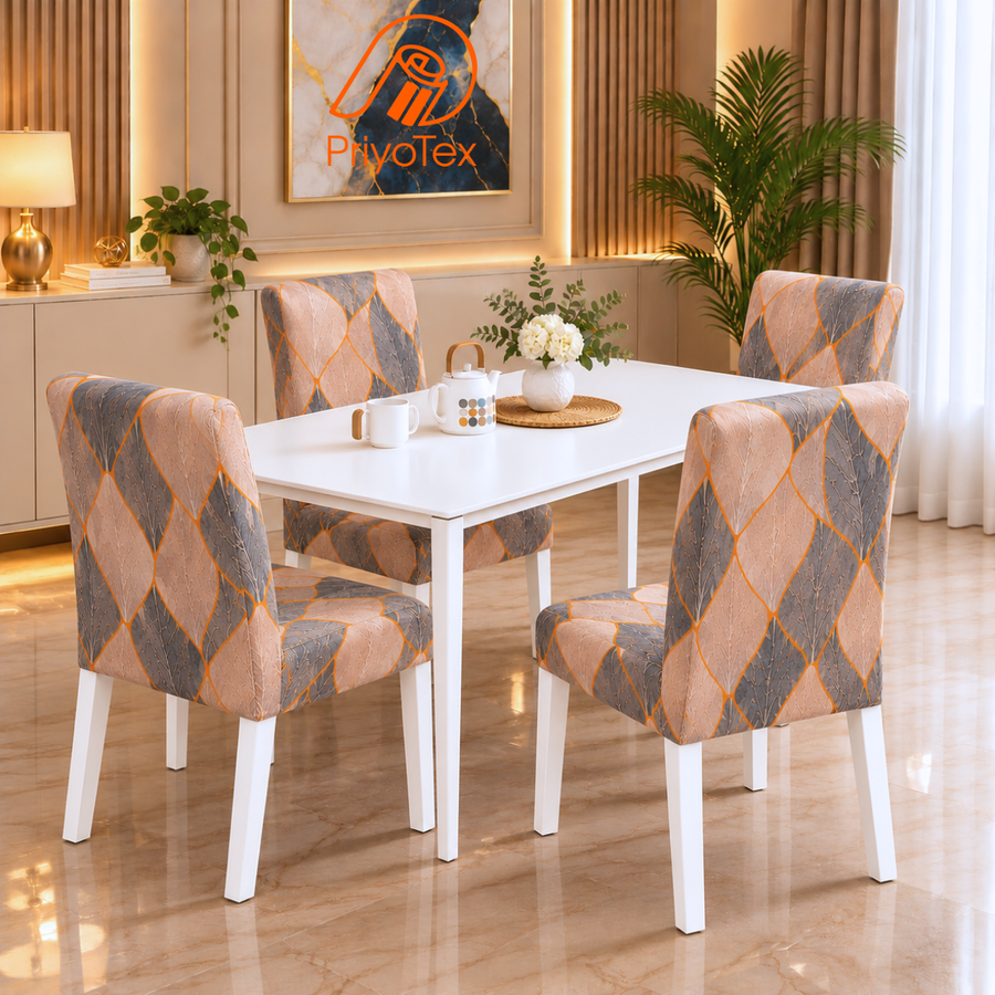 Dark Charcoal Color China Print Chair Cover