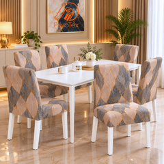 Dark Charcoal Color China Print Chair Cover