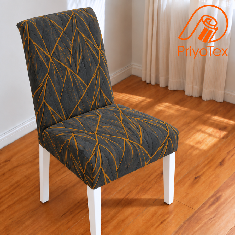 Dark Grey Abstract Line China Print Chair Cover Price in Bangladesh