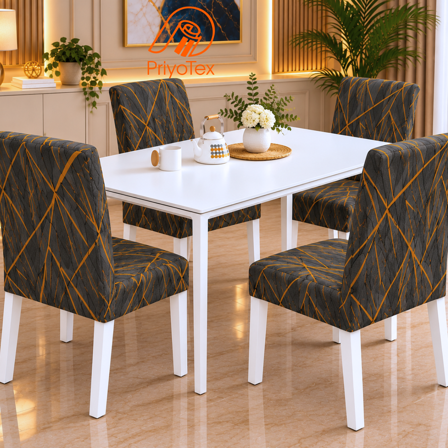 Dark Grey Abstract Line China Print Chair Cover Price in Bangladesh