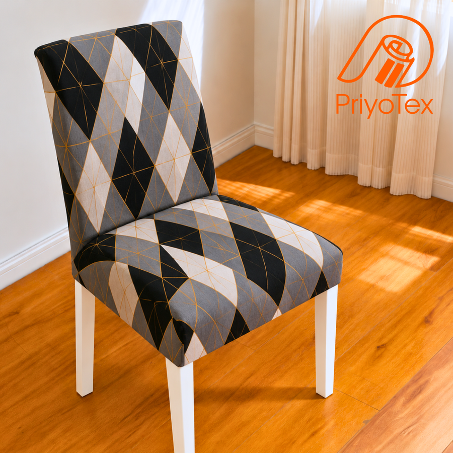 Dark Grey China Printed Chair Cover