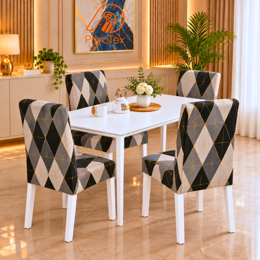 Dark Grey China Printed Chair Cover